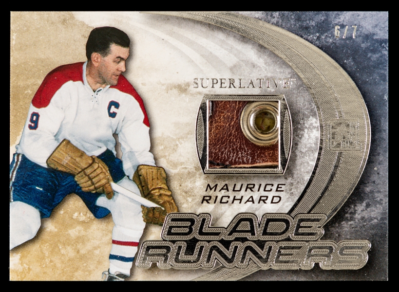 2015-16 Leaf In The Game Superlative Blade Runners Hockey Card #BR-08 HOFer Maurice Richard (6/7)