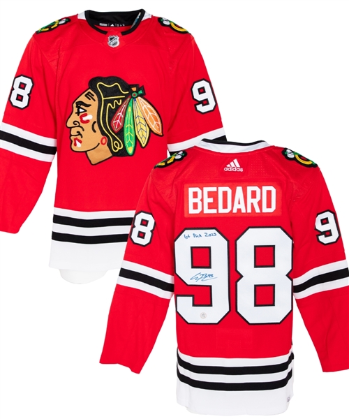 Connor Bedard Signed Chicago Blackhawks Adidas Pro-Model Jersey with COA - "1st Pick 2023" Annotation!