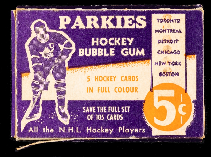 1951-52 Parkhurst Hockey Card Wrapper Box (Purple Variation)