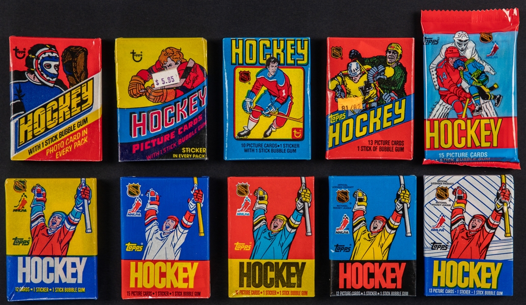 1974-75 to 1989-90 Topps Hockey Wax Packs (14) - Near Full Run