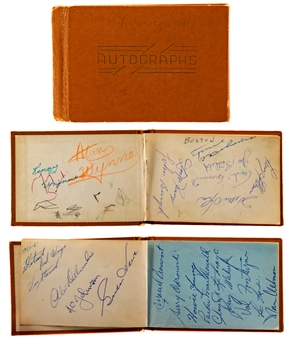 Vintage Early-1960s NHL Original Six Teams Signed Booklet by 60+ Including Deceased HOFers (25+) with Harvey, Plante, Blake, Howe, Hull, Mikita, Armstrong, Imlach, Horton and Others with LOA
