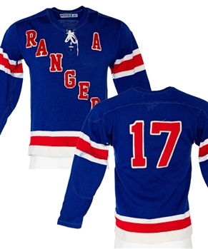 Vintage Late-1950s/Early-1960s New York Rangers #17 Pro-Style Alternate Captains Jersey by Gerry Cosby