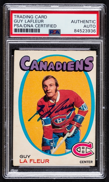 1971-72 O-Pee-Chee Signed Hockey Card #148 HOFer Guy Lafleur Rookie (PSA/DNA Certified Authentic Autograph)