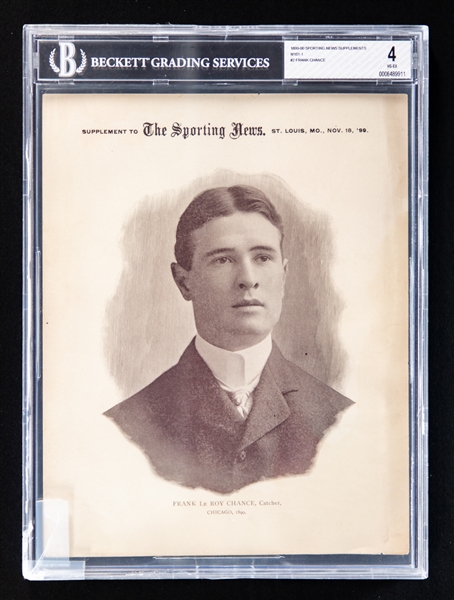 1899 Sporting News Baseball Supplement M101-1 #2 HOFer Frank Chance - Graded Beckett 4