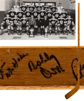 Oshawa Generals 1965-66 J. Ross Robertson Cup Champions Team-Signed Stick Signed by 18 Including Bobby Orr and Wayne Cashman with LOA  