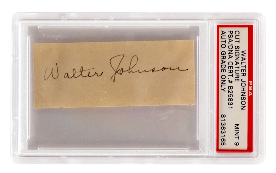 Walter Johnson Signed Cut - PSA/DNA Certified - Autograph Graded MINT 9