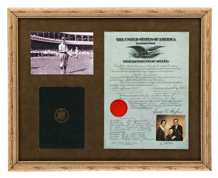 Deceased HOFer Johnny Evers Multi-Signed United States of America Passport Framed Display with PSA/DNA LOA - Signed Twice by Evers! (17" x 21")