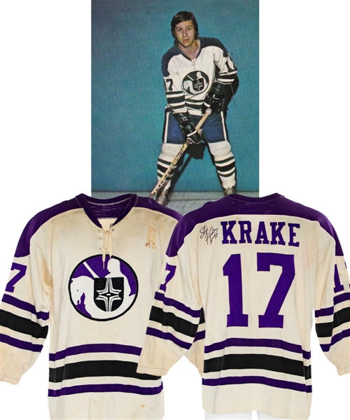 Skip Krakes 1972-73 WHA Cleveland Crusaders Signed Game-Worn Inaugural Season Jersey 