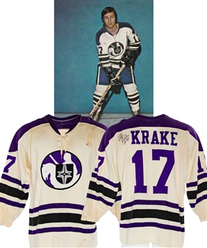 Skip Krakes 1972-73 WHA Cleveland Crusaders Signed Game-Worn Inaugural Season Jersey 