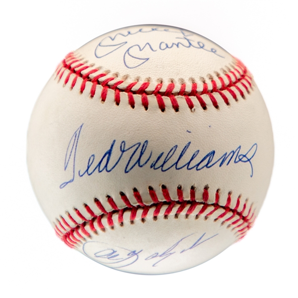 Triple Crown Winners Signed Baseball by Mantle, Williams, Yastrzemski and Robinson with UDA COA