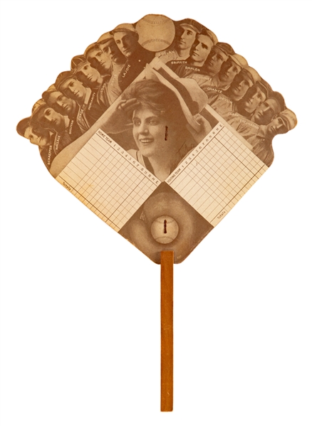 1910 Die-Cut Baseball Fan Scorecard - Brown Version (Bartons Barber Shop)