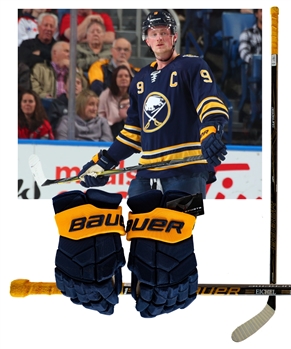 Jack Eichels 2019-20 Buffalo Sabres Game-Used Bauer Supreme 2S Pro Gloves Plus 2016-17 Bauer Supreme 1S Game-Used Stick