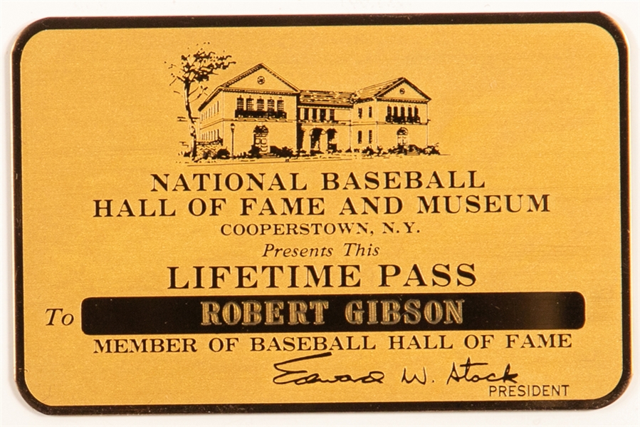 Bob Gibson Baseball Hall of Fame Lifetime Pass 