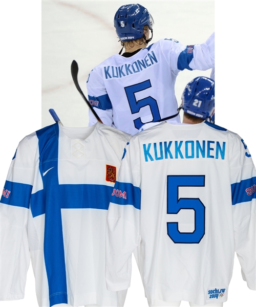 Lasse Kukkonens 2014 Sochi Winter Olympics Team Finland Game-Worn Jersey - Photo-Matched!