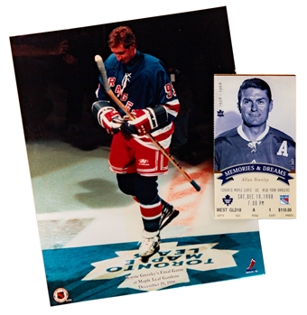 Wayne Gretzky December 19th 1998 Last NHL Game Played in Toronto Ticket Stub and Official Photo from Game