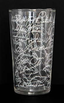 Scarce 1949-50 Detroit Red Wings Glass with Facsimile Autographs from Max McNabs Personal Collection with Family LOA
