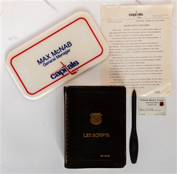 Max McNabs Late-1970s/Early-1980s Washington Capitals Memorabilia Collection Including Team Photos and Personal Items with Family LOA 
