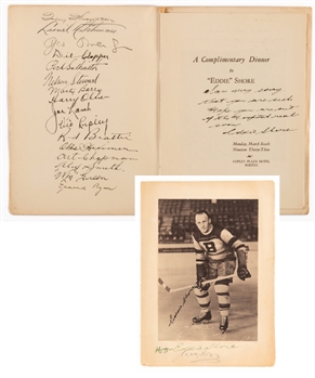 Eddie Shore Boston Bruins 1933 Tribute Dinner Program Team-Signed by the 1932-33 Boston Bruins with 7 Deceased HOFers Inc. Shore, Ross, Thompson, Stewart & Others - JSA LOA