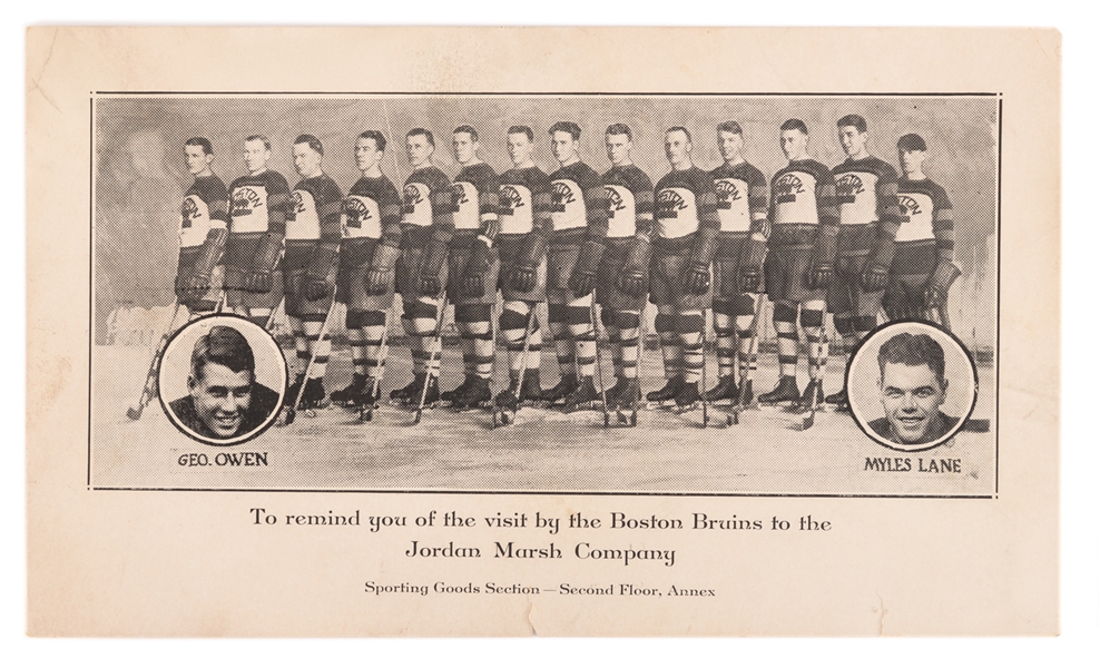 Boston Bruins 1929 Promotional Team Picture from the Jordan Marsh Company (Sporting Goods Section)