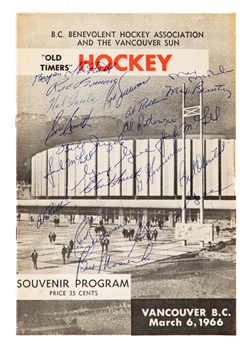 Old Timers 1966 Team-Signed Hockey Program Inc. Deceased HOFers Hextall, M. Bentley, Mosienko and Olmstead and Additional Items From Max McNabs Personal Collection with Family LOA