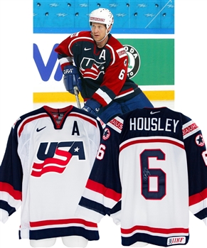 Phil Housleys 2003 IIHF World Championship Team USA Signed Game-Worn Alternate Captains Jersey 