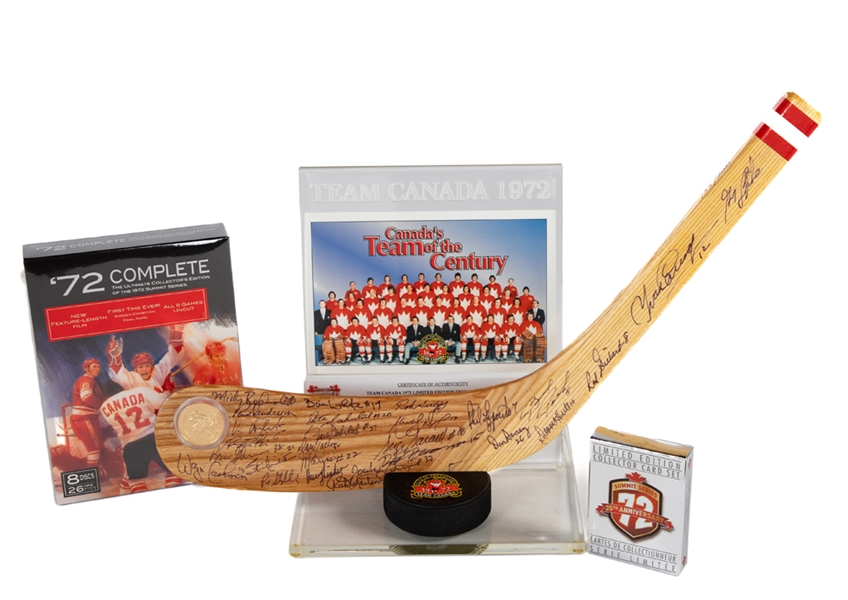 Phil Espositos 1972 Canada-Russia Summit Series Team Canada Limited-Edition Hockey Stick Blade Team-Signed by 27 from His Personal Collection with His Signed LOA