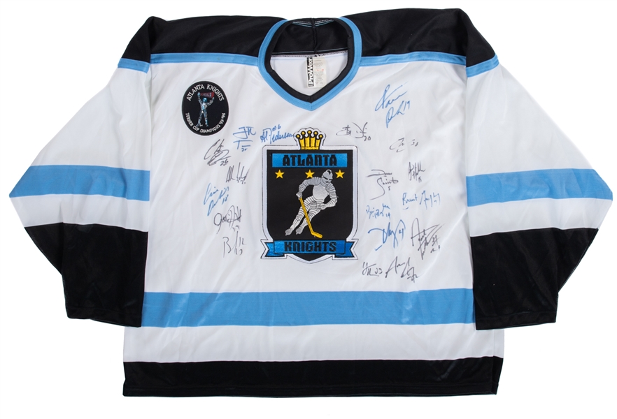 Phil Espositos 1994-95 IHL Atlanta Knights Team-Signed Jersey by 18 from His Personal Collection with His Signed LOA