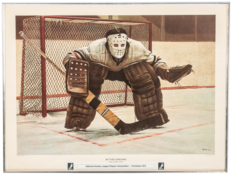 Phil Espositos 1972 Ken Danby "At The Crease" Hockey Goalie Framed Lithograph from His Personal Collection with His Signed LOA