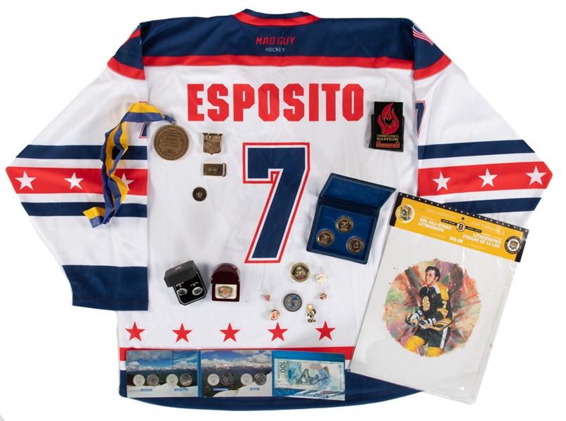 Phil Espositos Hockey Memorabilia Collection Inc. 1978-79 NY Rangers Belt Buckle, Canadas Sports Hall of Fame Crest, 2003 Sports Museum Medal & More from His Personal Collection with His Signed LOA