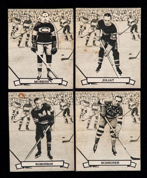1936-37 O-Pee-Chee Series "D" (V304D) Hockey Cards (4) Including #121 HOFer Howie Morenz, #129 HOFer Aurele Joliat and #98 HOFer Sweeney Schriner Rookie