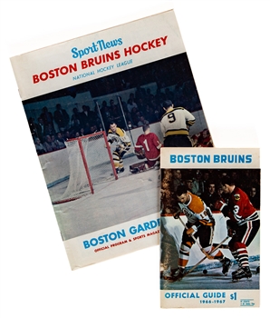 Bobby Orr October 19th 1966 First NHL Game and Point Program Plus 1966-67 Bruins Media Guide