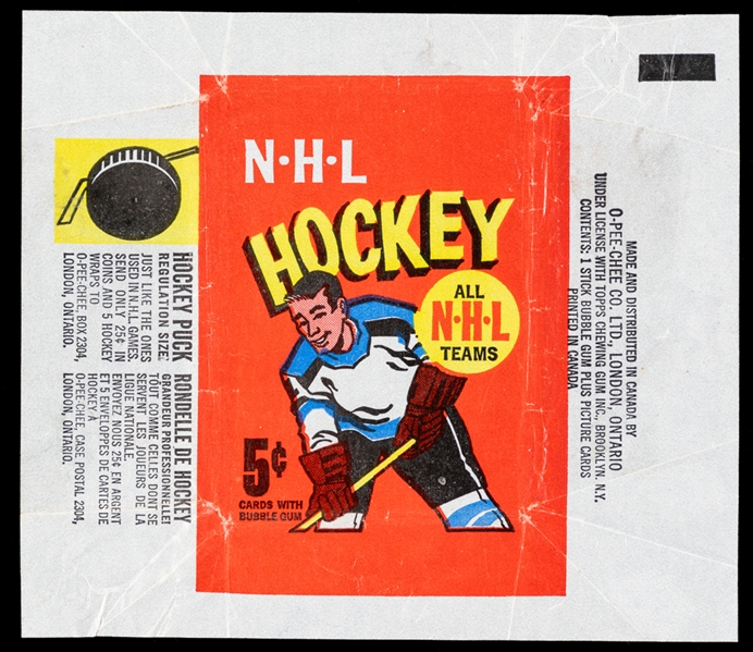 1966-67 Topps Hockey Card Wrapper - Bobby Orr Rookie Card Year!