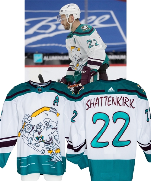 Kevin Shattenkirks 2020-21 Anaheim Ducks “Reverse Retro” Game-Worn Alternate Captains Jersey with Team LOA 