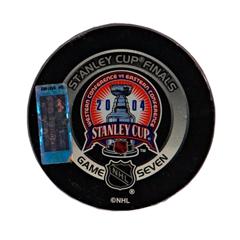 Craig Conroys Calgary Flames June 7th 2004 Stanley Cup Finals Goal Puck From NHL Goal Puck Program w/LOA - Season PO Goal #6 of 6 / Career PO Goal #9 of 10 – Final Goal of the Series!