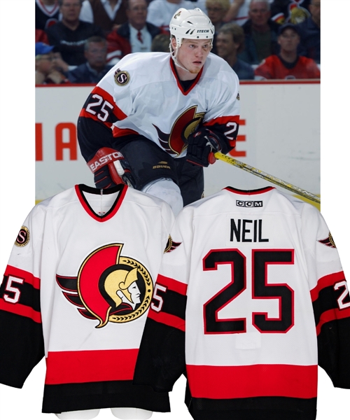 Chris Neils 2002-03 Ottawa Senators Regular Season and Playoffs Game-Worn Jersey - Photo-Matched! - Team Repairs! 