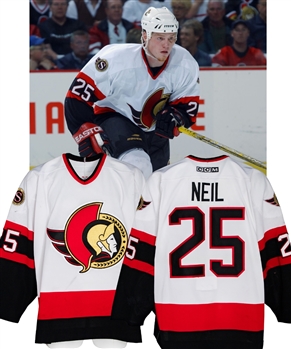 Chris Neils 2002-03 Ottawa Senators Regular Season and Playoffs Game-Worn Jersey - Photo-Matched! - Team Repairs! 