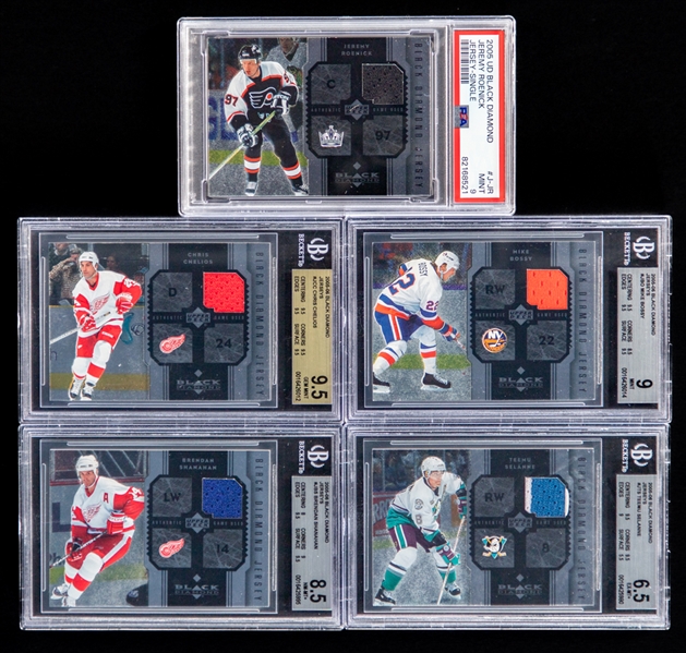 2005-06 Upper Deck Black Diamond Jerseys PSA/Beckett-Graded Hockey Cards (5) 