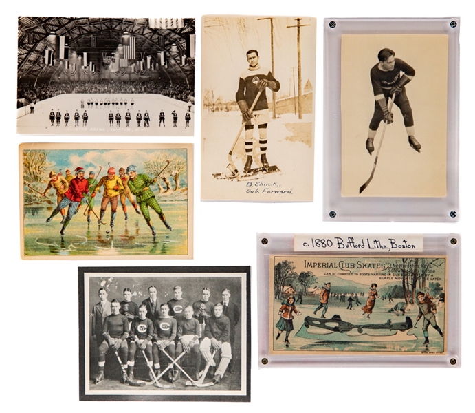 Late-1800s to 1950s Hockey Postcard and Photo Collection of 37 Including 19 Olympic Related 