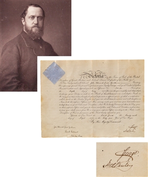 Lord Stanley and Prince George Dual-Signed 1878 Military Commission Document with Classic Auctions LOA (12" x 16")