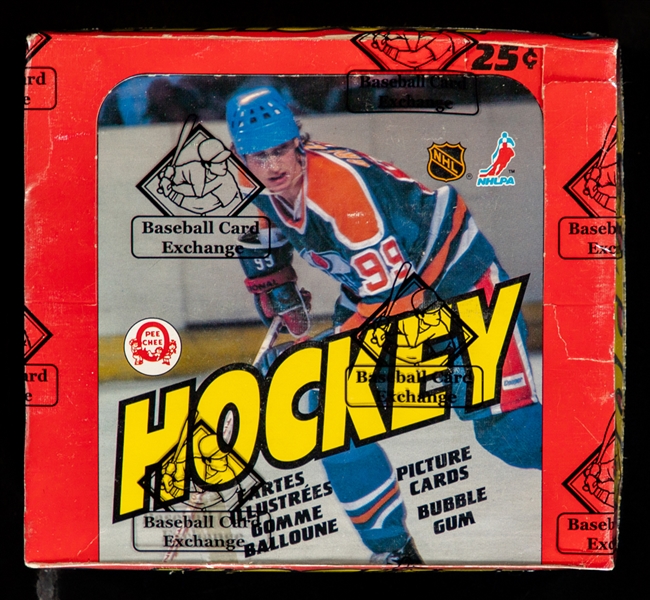 1982-83 O-Pee-Chee Hockey Wax Box (48 Unopened Packs) - BBCE Certified Tape Intact - Fuhr, Francis, Hawerchuk, Mullen and Broten Rookie Card Year