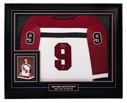 Sidney Crosby Signed Shattack St. Marys Limited-Edition Jersey Framed Display (14/87) with COA (34” x 42”) 