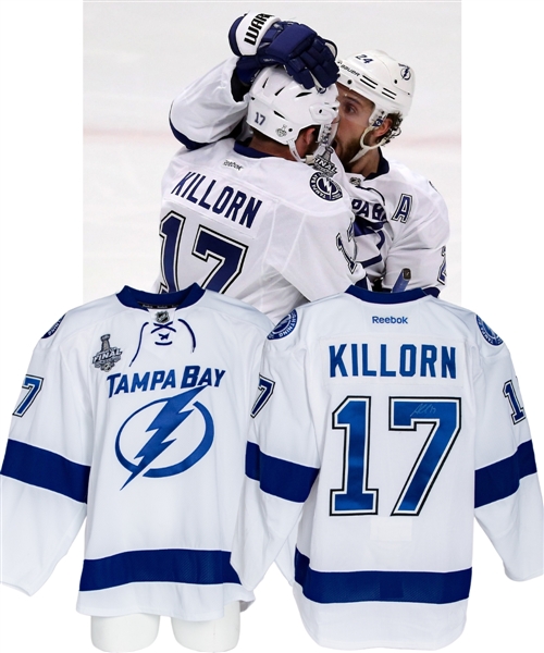 Alex Killorns 2014-15 Tampa Bay Lightning Signed Stanley Cup Finals Game-Worn Jersey with Team LOA and COA - 2015 Stanley Cup Finals Patch! - Photo-Matched!