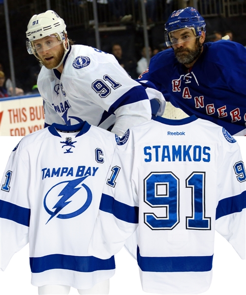 Steven Stamkos 2014-15 Tampa Bay Lightning Game-Worn Stanley Cup Playoffs Jersey - Photo-Matched! 