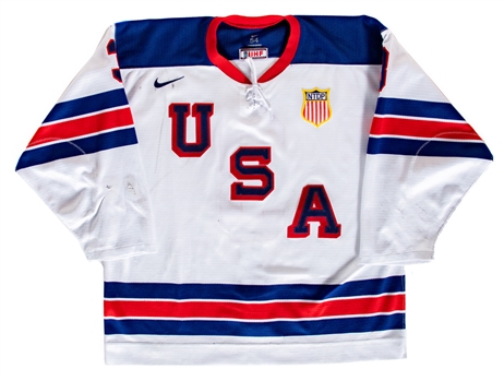 Isaac Howards 2021-22 USHL Team USA United States National Team Development Program Game-Worn Jersey with USA Hockey LOA 