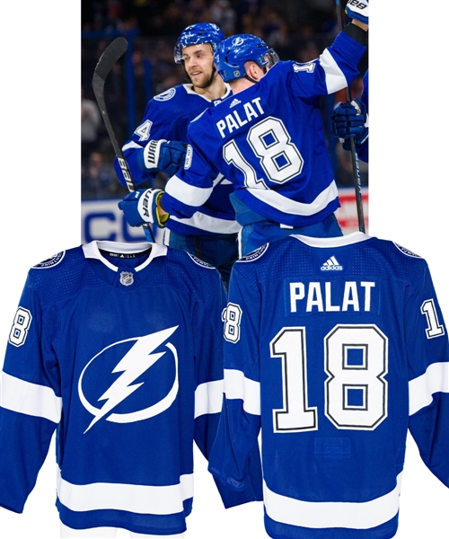 Ondrej Palats 2019-20 Tampa Bay Lightning Game-Worn Jersey with Team COA - Team Repairs! - Photo-Matched! 