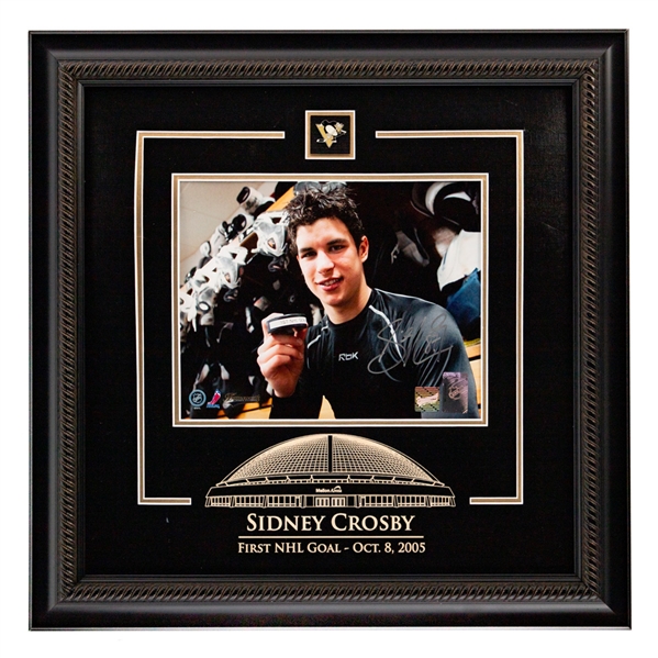 Sidney Crosby Signed Pittsburgh Penguins "First NHL Goal" Dual Framed Displays (19 1/2" x 19 1/2") 