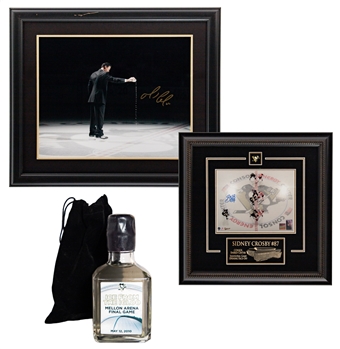 Mario Lemieux and Sidney Crosby First Game Consol Energy Center (Frameworth COA) Signed Framed Photos Plus Ice From The Igloo Mellon Arena Final Game