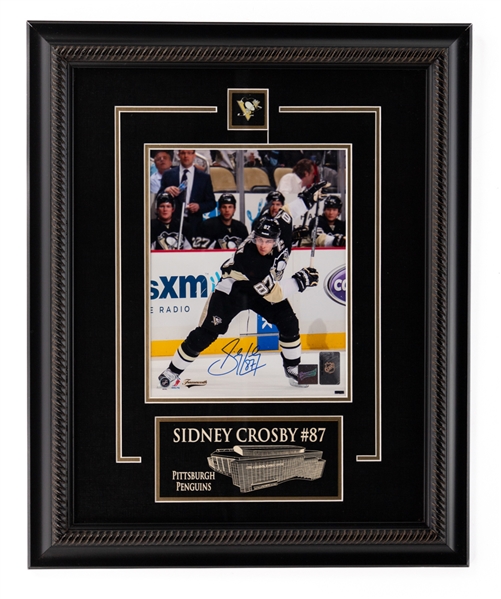 Sidney Crosby "Slapshot" and Mario Lemieux "Splitting the Defense" Signed Pittsburgh Penguins Framed Photos with COAs  