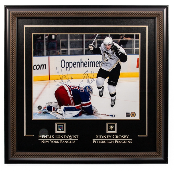 Sidney Crosby and Henrik Lundqvist Dual-Signed Framed Photo with Frameworth COA (29 1/2" x 30 1/2")