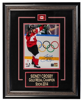 Mario Lemieux 2002 Gold Medal and Sidney Crosby 2014 Gold Medal Team Canada Signed Olympic Framed Photos